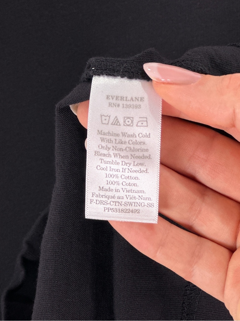 Everlane Mock Neck Short Sleeve 100% Cotton Swing Dress Black S - Picture 6 of 9